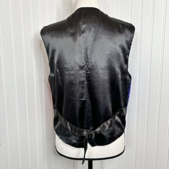 Sequined Texas Flag Vest - Bling Bold Red White Blue & Silver - Picture 5 of 9